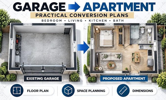 design your garage apartment conversion with a practical residential floor plan