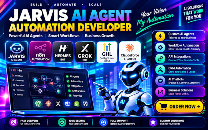 develop jarvis ai agent automation developer n8n hermes grok bot ghl claudeforce