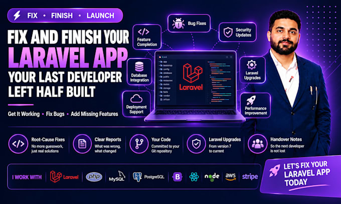 fix and finish the laravel app your last developer left half built