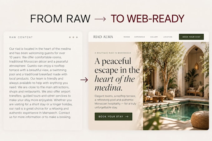 create and optimize UX friendly website content