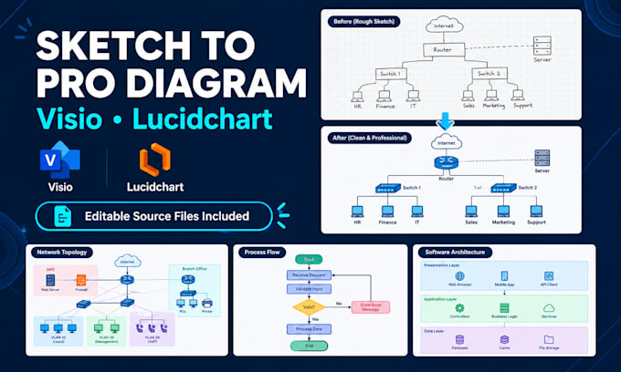 design network and system visio and lucidchart diagram