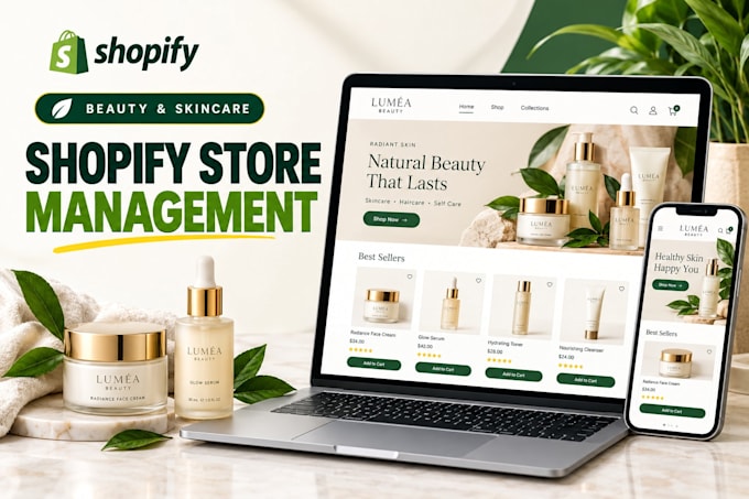 do shopify store manager, virtual assistant for beauty, skincare and wellness