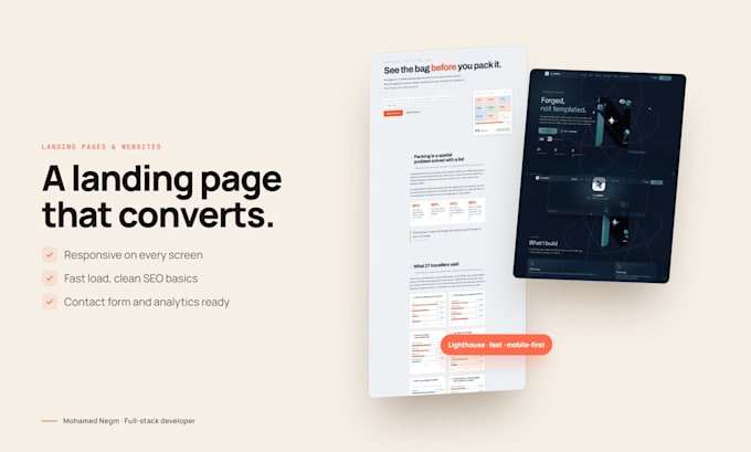 design and develop a fast responsive landing page in react