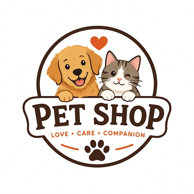 cute professional pet shop dog and cat logo