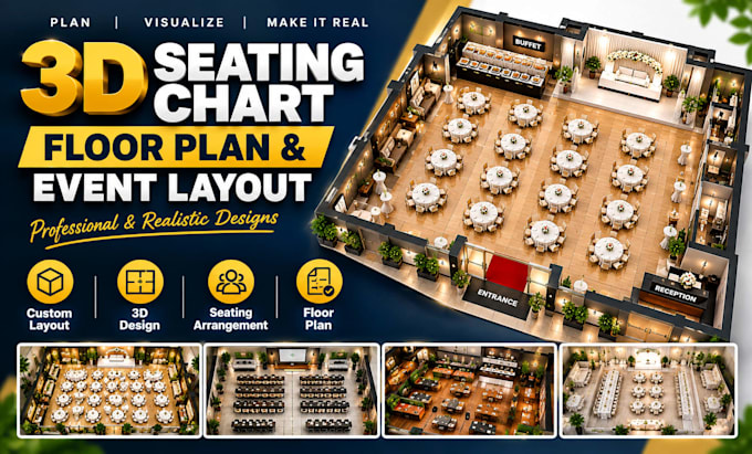design a professional 3d seating chart, floorplan and event layout