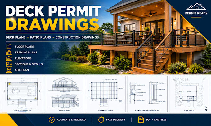 design deck permit drawings, deck plans, patio plans and construction drawings
