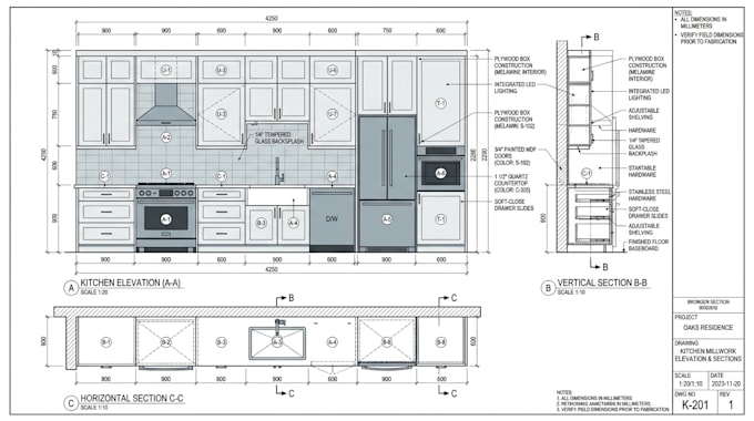 create kitchen cabinet shop drawing, cutlist and fabrication plan