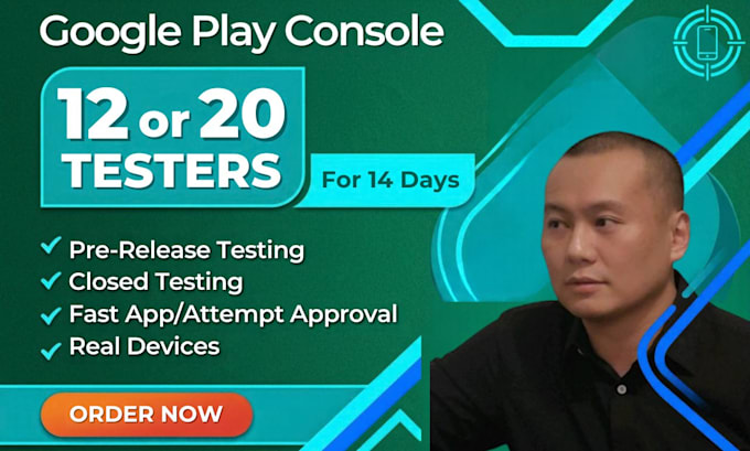 provide 12 google play testers for android app closed testing