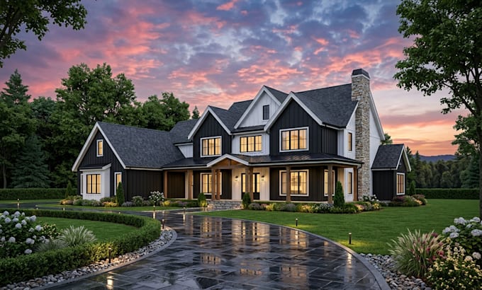 do exterior design with archictectural 3d rendering and modeling, sketchup