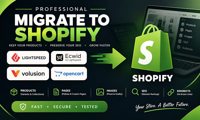 migrate lightspeed ecwid volusion opencart to shopify data inventory migration