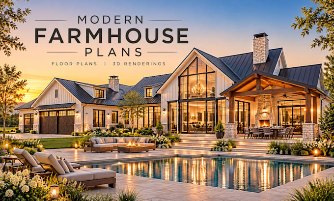design modern farmhouse floor plans and 3d renderings