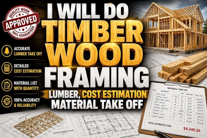 do timber wood framing lumber, cost estimation material take off
