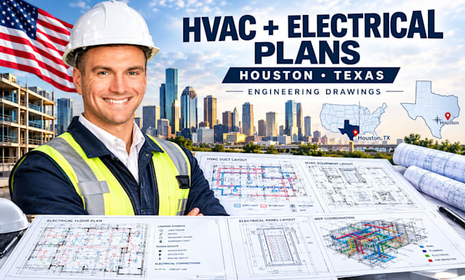 create houston tx hvac layout, electrical and mep layout for building approva