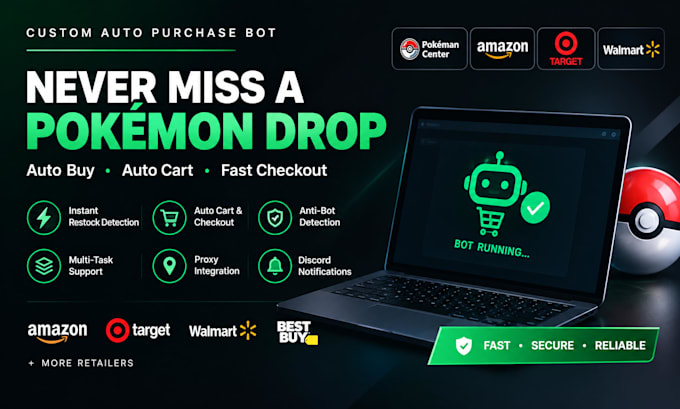 build a pokemon bot, target bot, amazon bot auto buying bot, checkout bot
