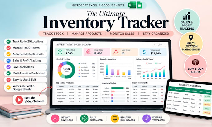 design editable excel, google sheets, budget spreadsheet and invoice templates
