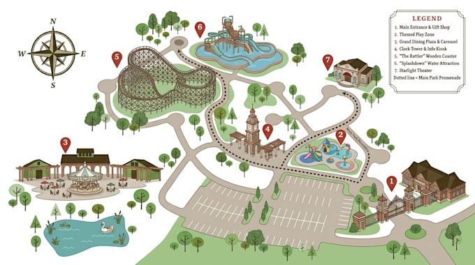 design theme park, visitor, tourism and wayfinding maps
