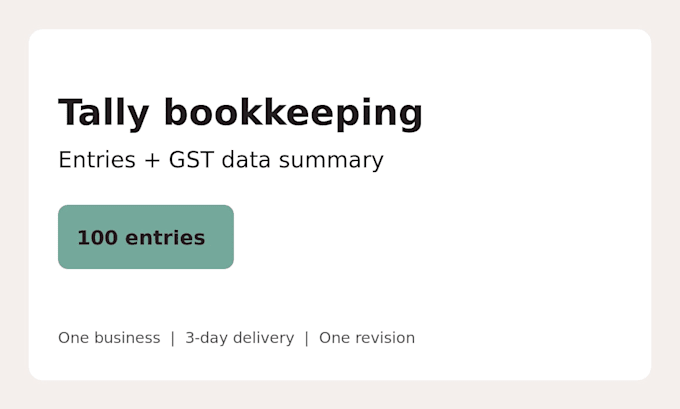 enter your tally bookkeeping records and prepare gst data