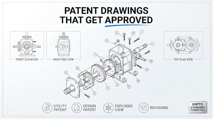 do patent drawings for utility and design patents
