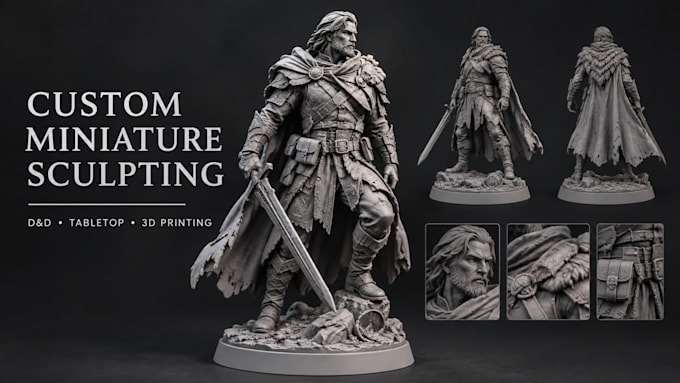 sculpt custom tabletop miniatures and characters for 3d printing