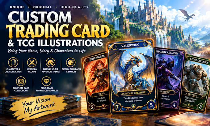 create custom trading card and tcg illustrations