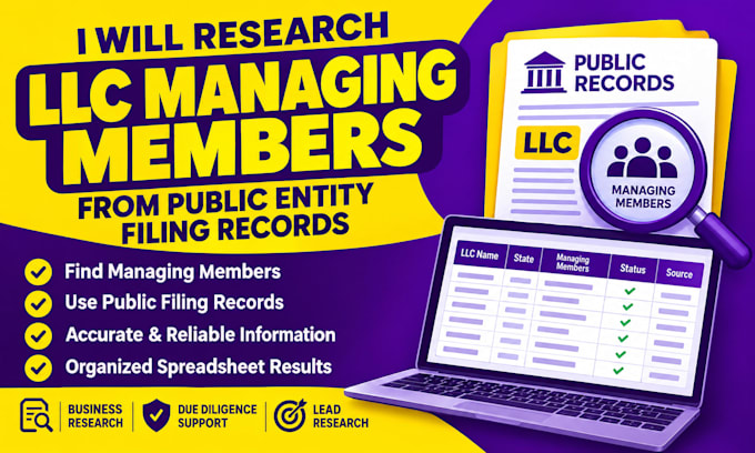 research llc managing members from public entity filing records