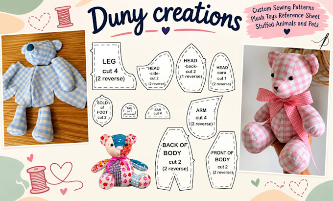 create custom sewing patterns for plush toys, stuffed animals and pets