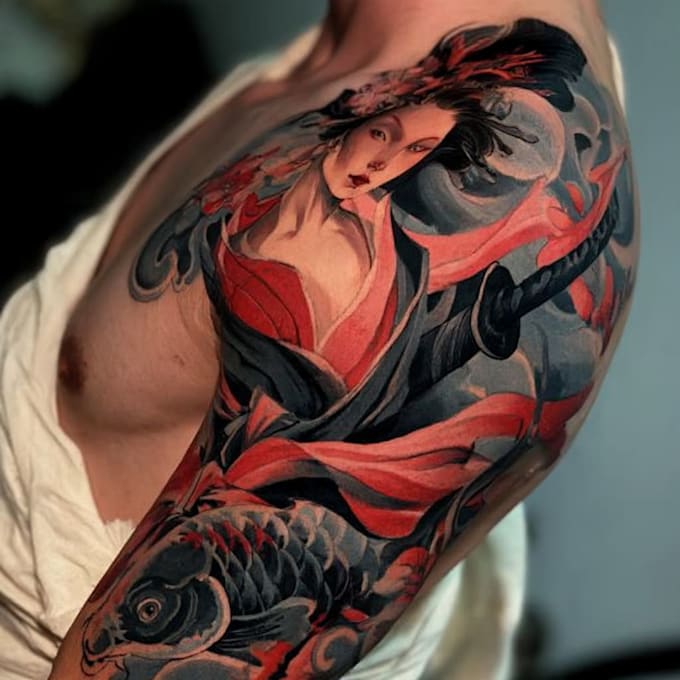 create anime style japanese tattoo design
