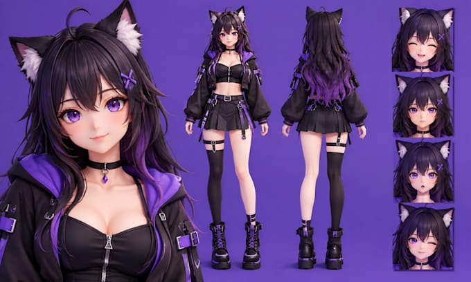 create 3d character for 3d vtuber, vrchat, rigging, 3d model and 3d vroid