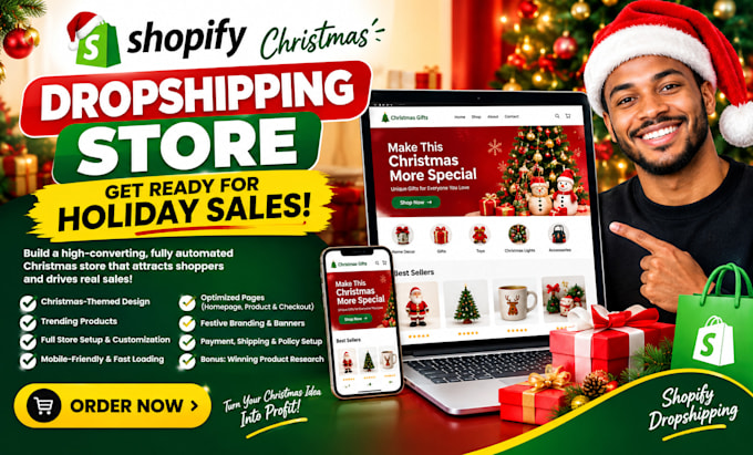 build or design christmas shopify store design  shopify dropshipping store