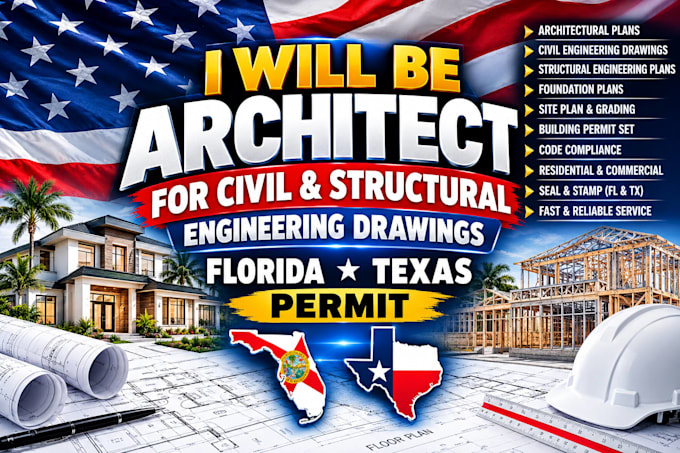 be architect for civil and structural engineering drawings florida texas permit