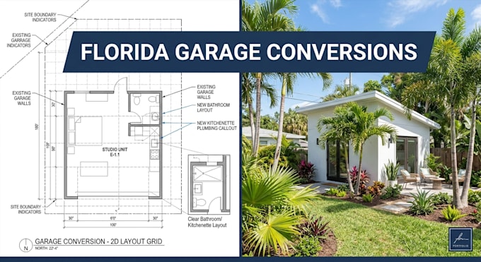 create florida architectural floor plans site layout  garage conversion permit