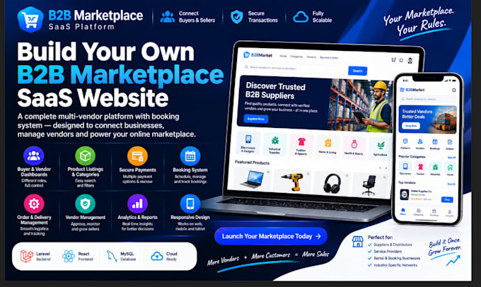 build b2b marketplace saas website, multi vendor saas platform with booking