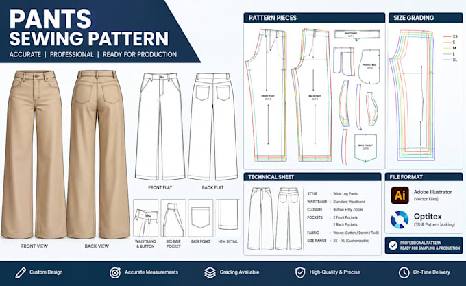 create professional sewing patterns for skirts, jeans and pants