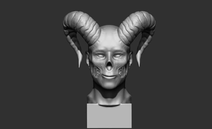 model demon head bust, 3d creature, monster, dnd model for printing, split stl