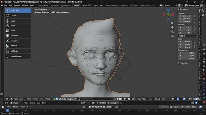 create 52 arkit blendshapes for facial animation