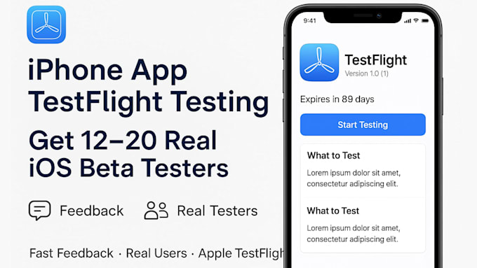 perform 12 to 20 tester for iphone ios mobile app testing testflight closed beta