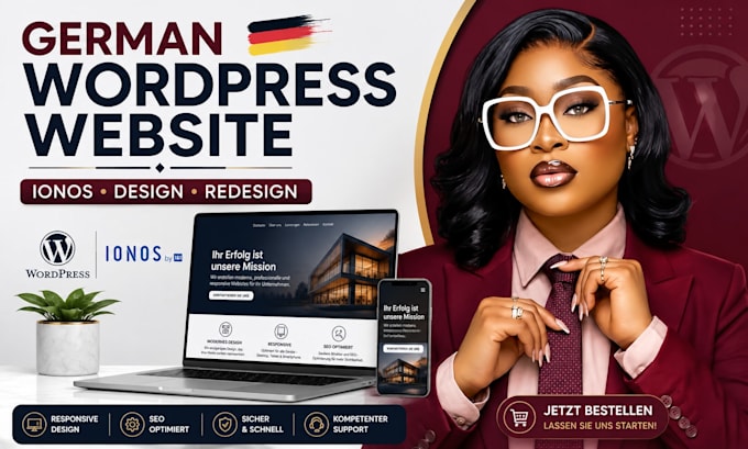 design a german wordpress website, ionos website or redesign german wordpress