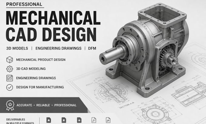 provide mechanical product design, cad, dfm and professional engineering drawing