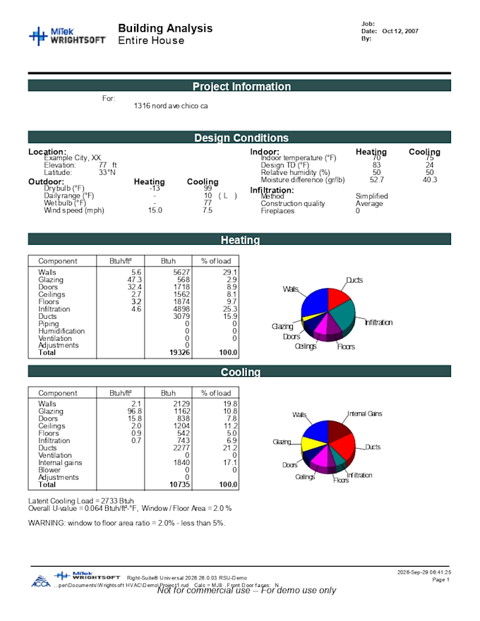 hvac design, load calculation, duct layout as per acca codes