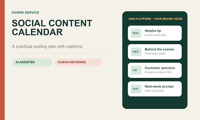 create a social media content calendar with captions