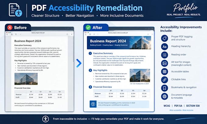 do PDF accessibility remediation for wcag PDF ua and section 508