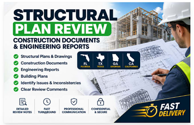 review structural plan construction document and engineering report tx ca ga fl