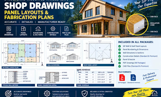 create sip shop drawings, panel layouts, and fabrication plans