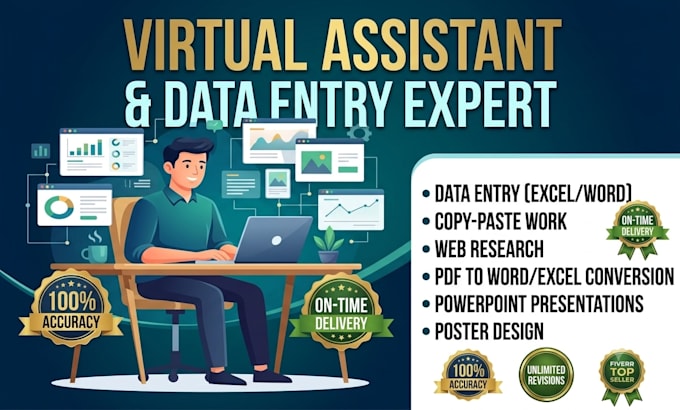 be your virtual assistant for data entry, copy paste work