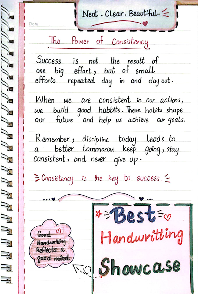 do neat english and urdu handwriting for notes