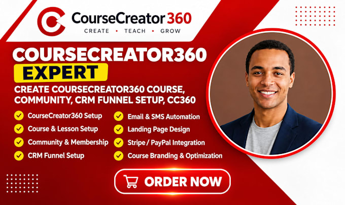 create coursecreator360 course, community,CRM funnel setup,cc360