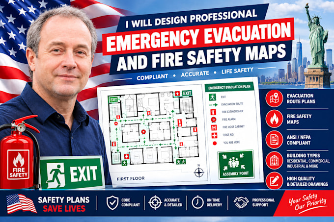design professional emergency evacuation and fire safety maps