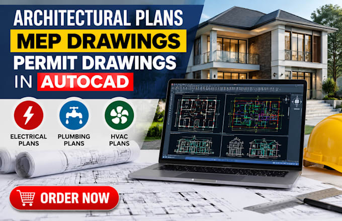 Draw architectural plans mep drawing for city permit drawing in autocad ...