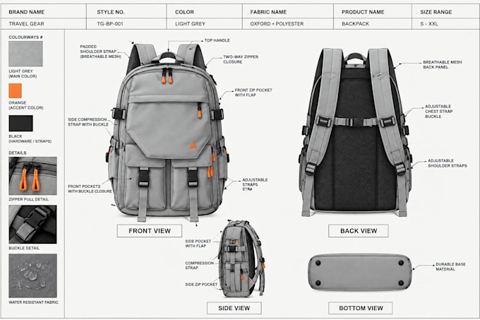 create bag tech pack for backpack, duffel bag and crossbody for bag production