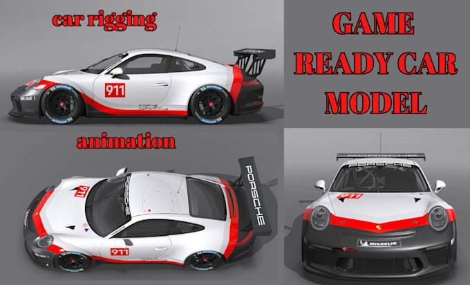 create game ready 3d car model rig racing car game asset for unreal engine unity